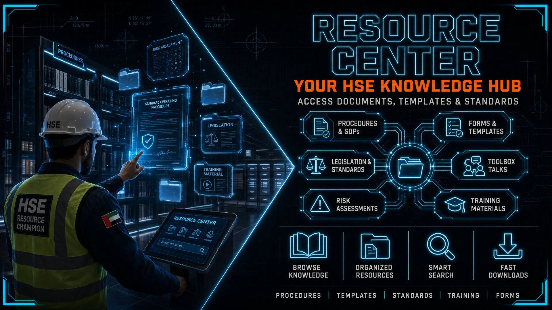 Resource Center — your HSE knowledge hub for procedures, templates, standards and training materials
